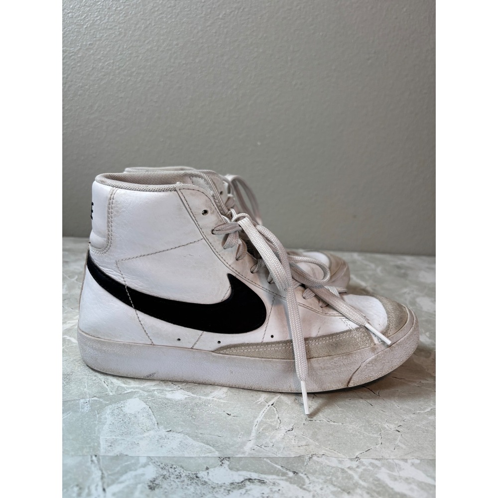 Nike Blazer Mid Youth White Black Sneakers Shoes‎ Kids Size 6.5Y DA4086 100 - Picture 2 of 8